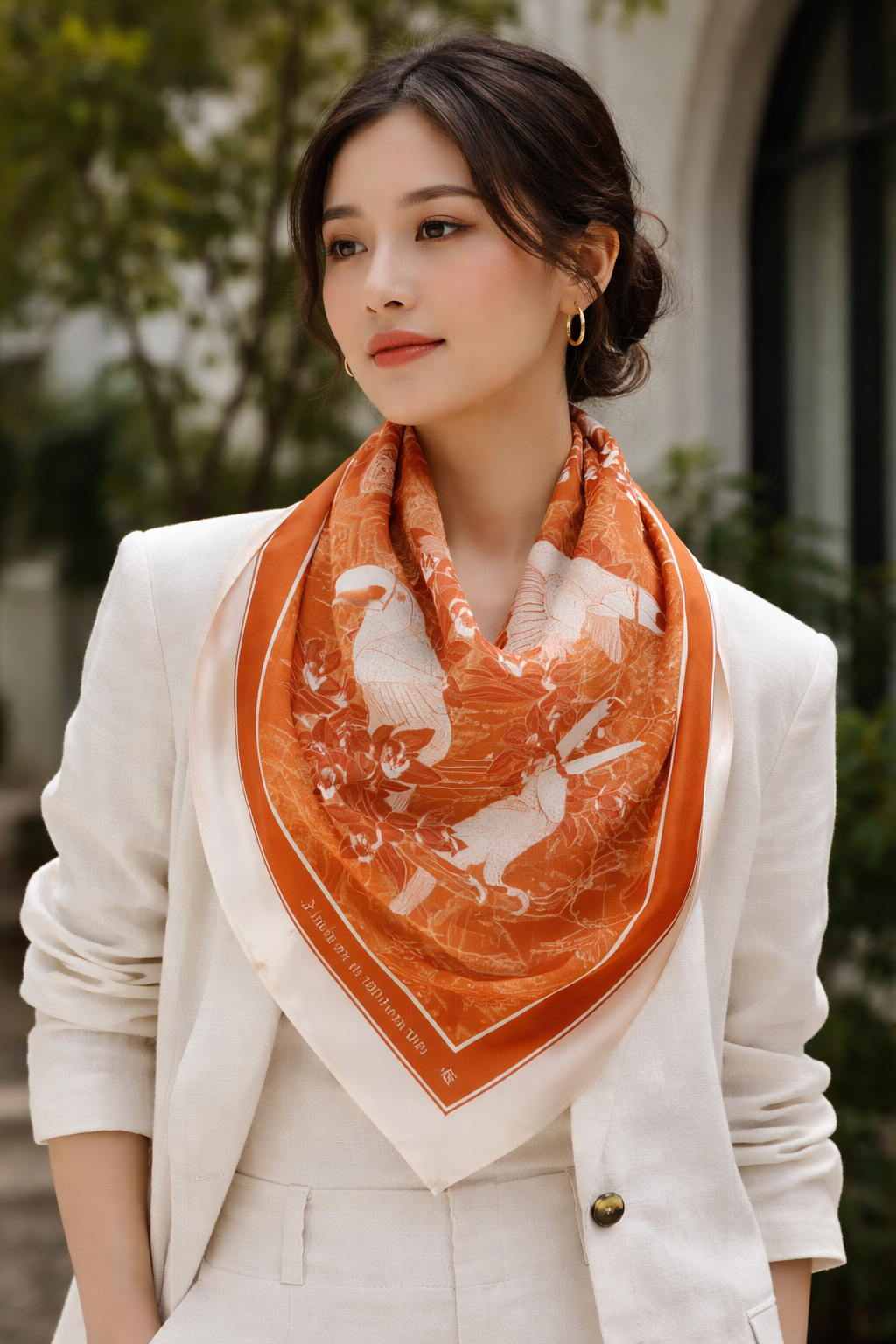 Toucan Print Silk Scarf L