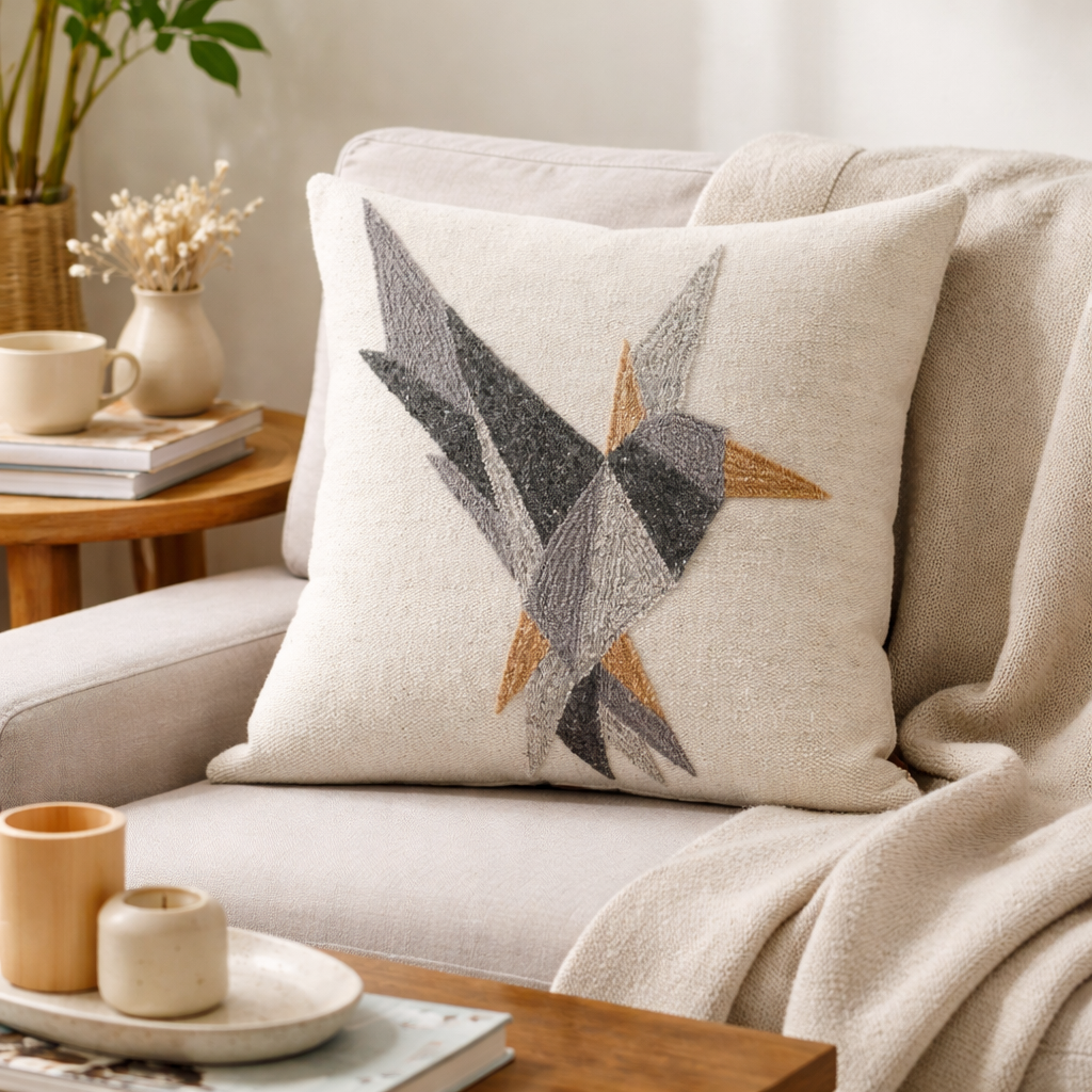 Wool Agata Pillow Cover in Ivory, Gray, Beige and Flesh