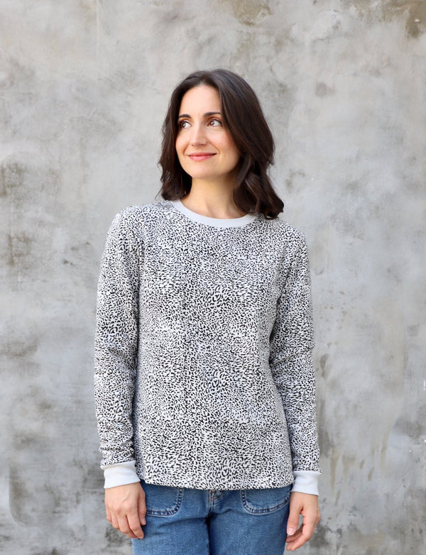 Leopard Print Organic Fleece Sweater - Passion Lilie