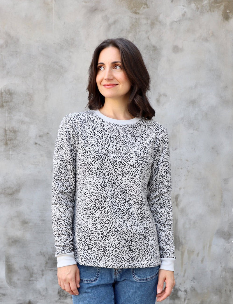 Leopard Print Organic Fleece Sweater - Passion Lilie