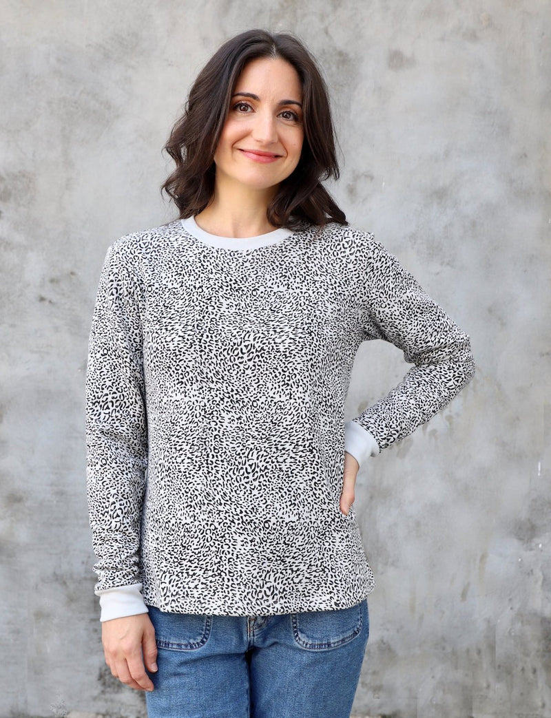 Leopard Print Organic Fleece Sweater - Passion Lilie
