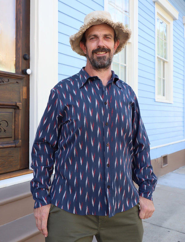 Maritime Organic Cotton Men's Button Down Shirt - Passion Lilie