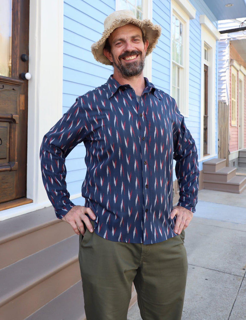 Maritime Organic Cotton Men's Button Down Shirt - Passion Lilie