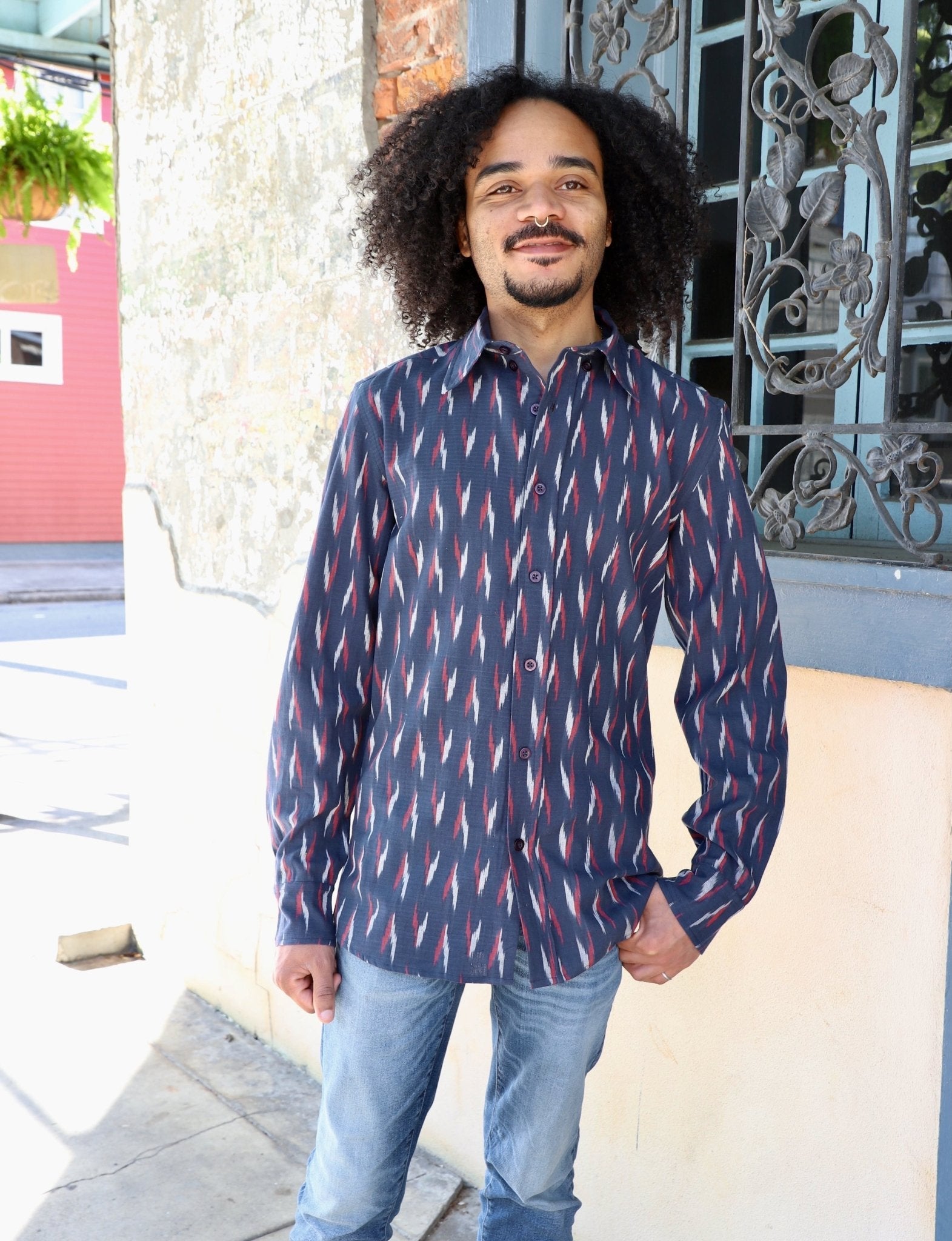 Maritime Organic Cotton Men's Button Down Shirt - Passion Lilie