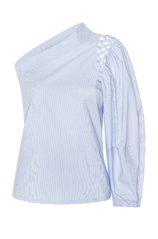 SAVANAH One-Shoulder Statement Sleeve Top