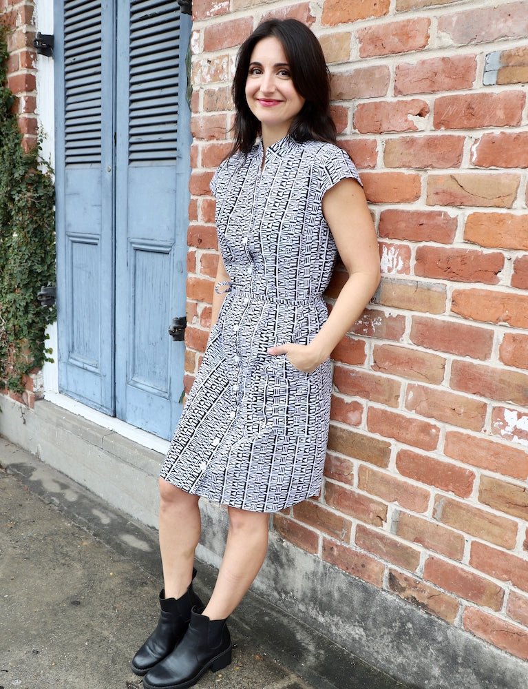 Noir et Blanc Organic Cotton Button Dress - Passion Lilie