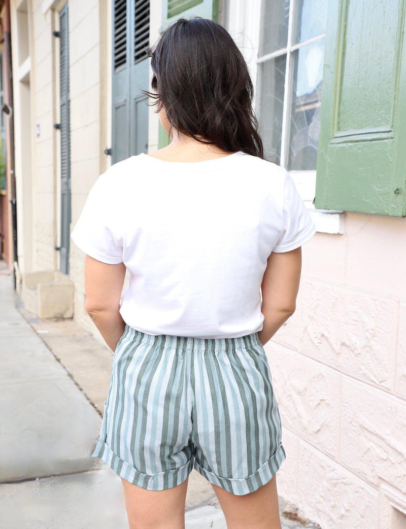 Ocean Stripes Organic Cotton Shorts - Passion Lilie