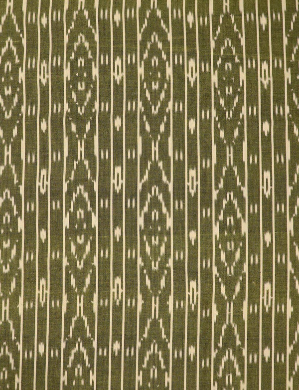 Olive Green Ikat Handwoven Cotton Fabric by the Yard - Passion Lilie