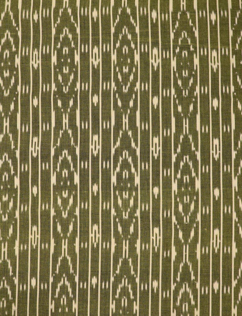 Olive Green Ikat Handwoven Cotton Fabric by the Yard - Passion Lilie