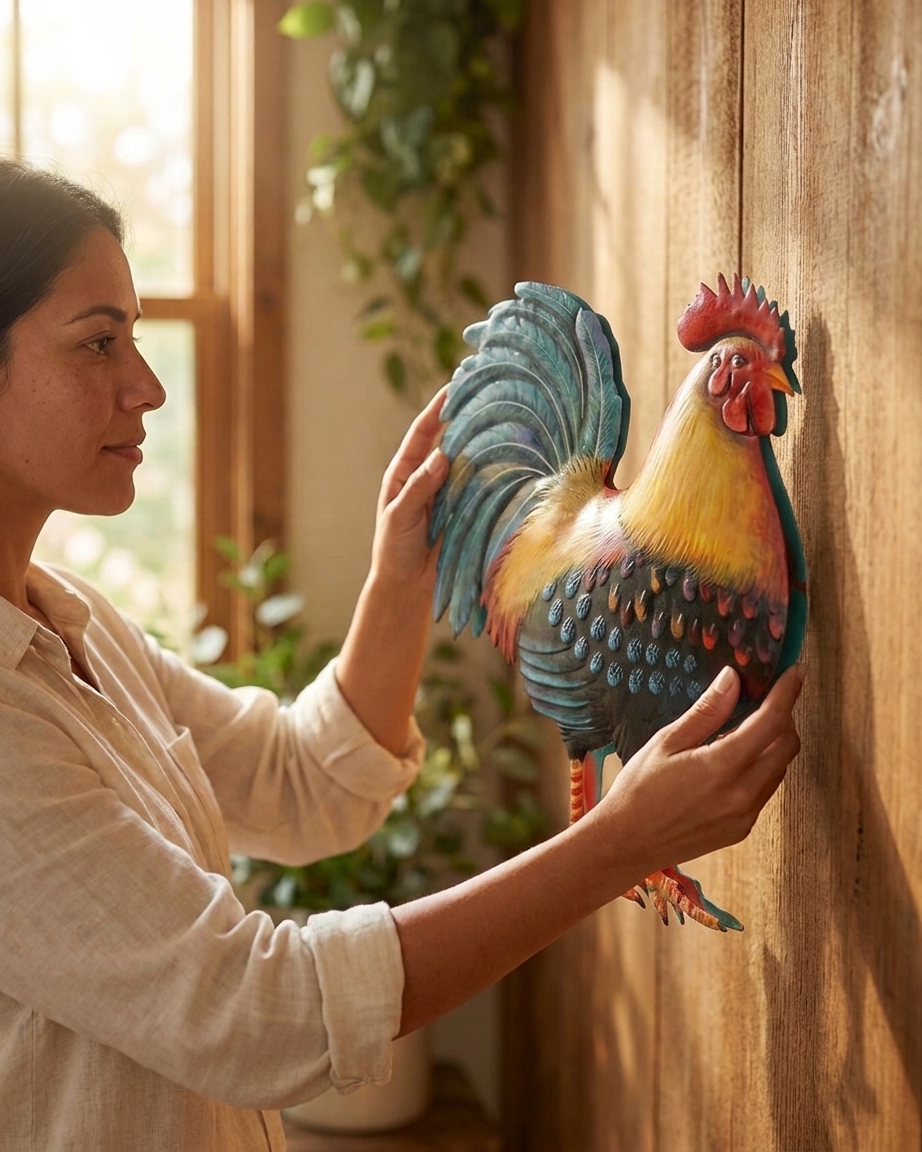 Colorful Rooster Metal Art