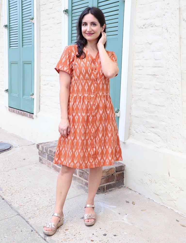 Pumpkin Spice Organic Cotton Button Dress - Passion Lilie