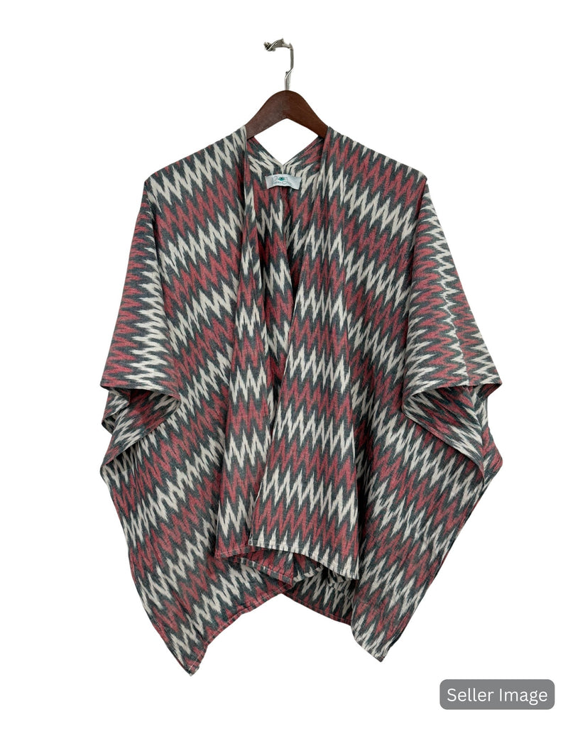 Red Zig Zag Poncho : Pre - Loved - Passion Lilie