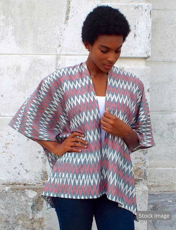 Red Zig Zag Poncho : Pre - Loved - Passion Lilie