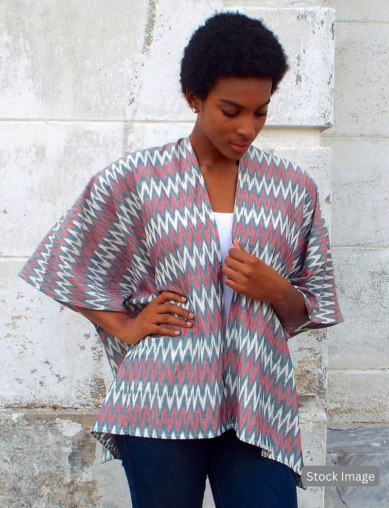 Red Zig Zag Poncho : Pre - Loved - Passion Lilie