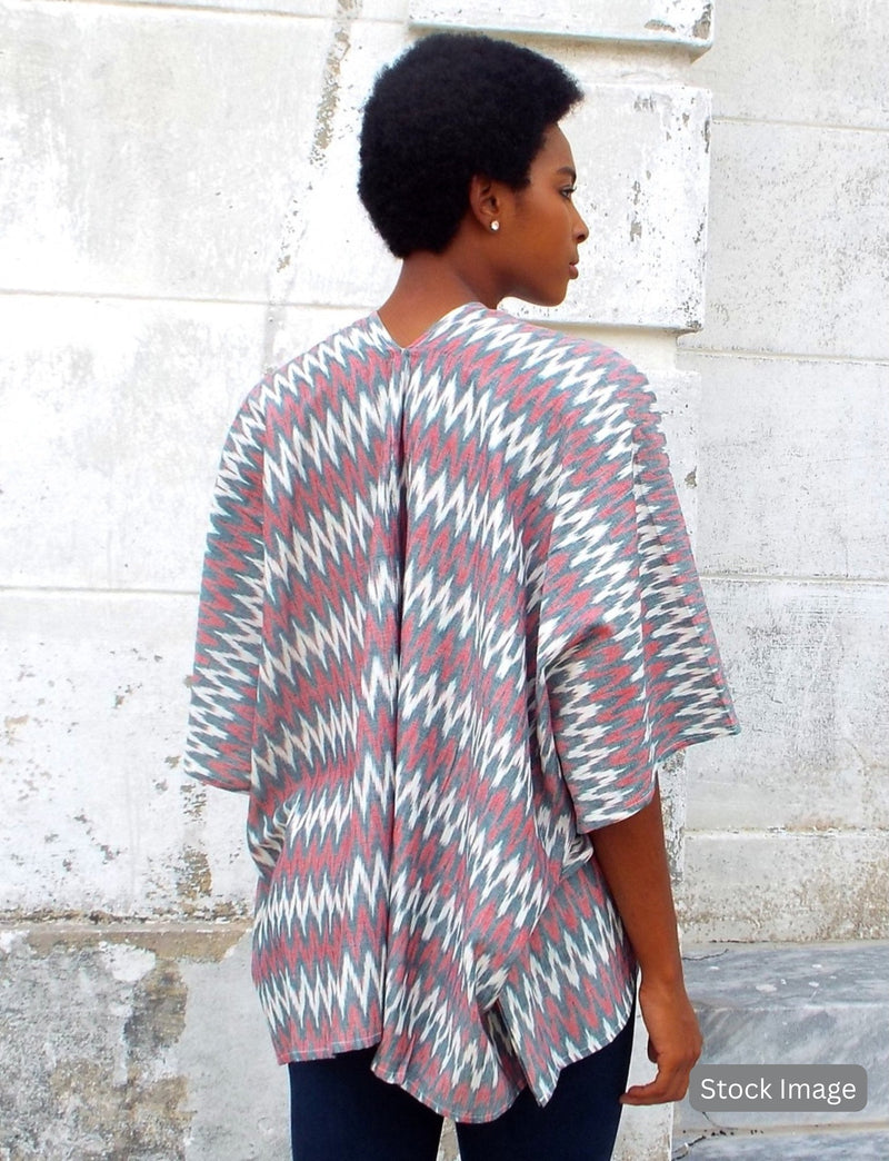 Red Zig Zag Poncho : Pre - Loved - Passion Lilie