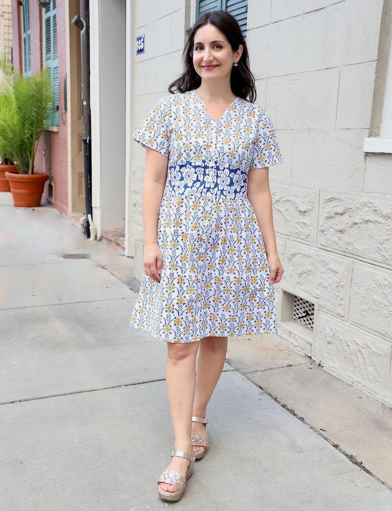 Retro Floral Organic Cotton Button Dress - Passion Lilie