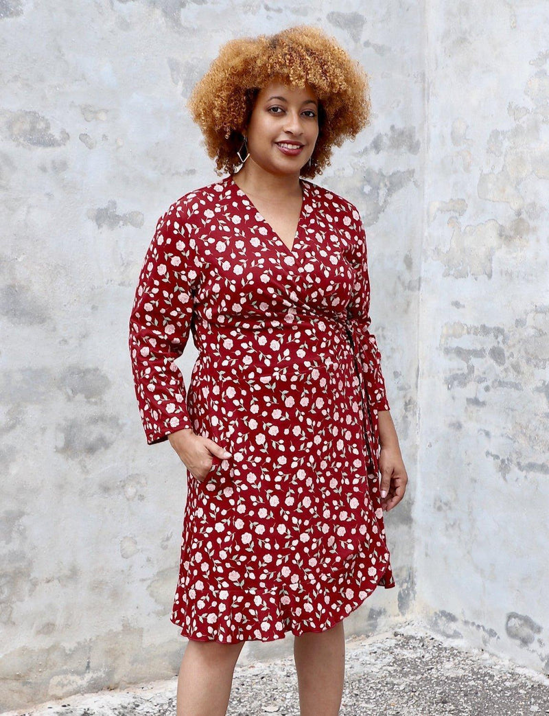 Roma Floral Organic Wrap Dress - Passion Lilie