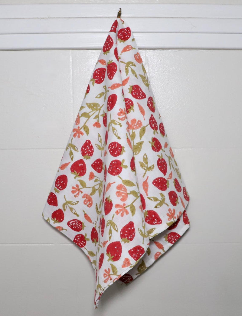 Strawberry Cotton Tea Towel - Passion Lilie