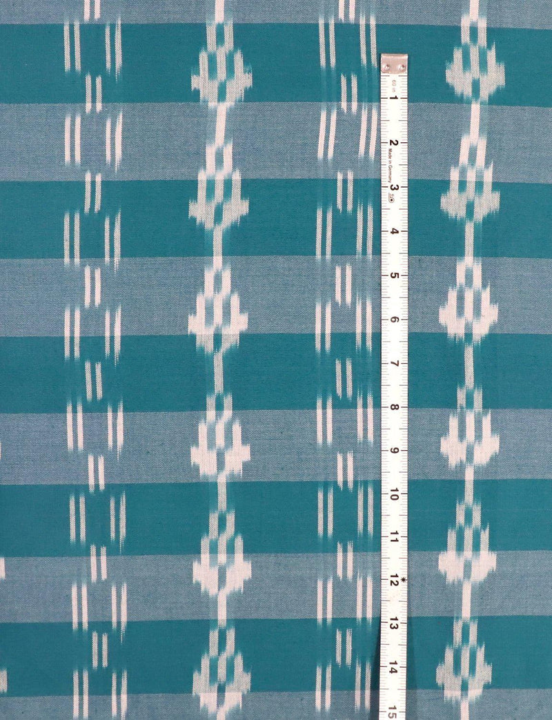 Teal Ikat Handwoven Cotton Fabric by the Yard - Passion Lilie