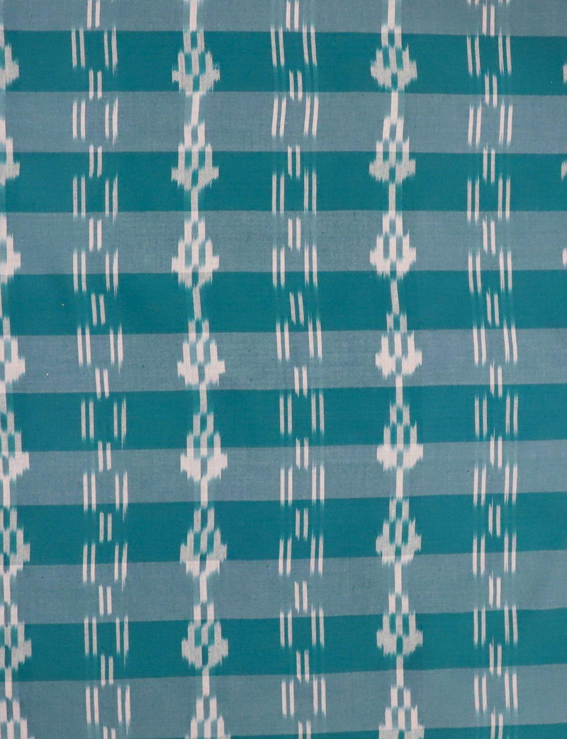 Teal Ikat Handwoven Cotton Fabric by the Yard - Passion Lilie