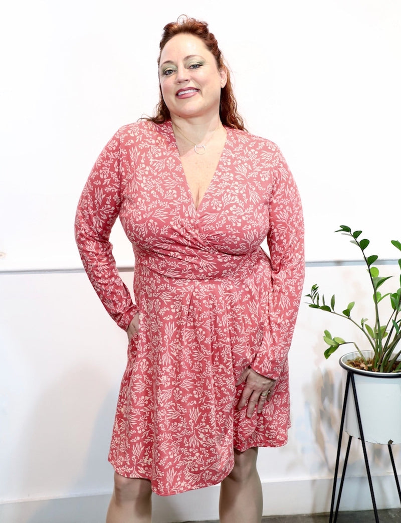 Terracotta Rose Botanical Block Printed Cotton Fabric by the Yard - Passion Lilie