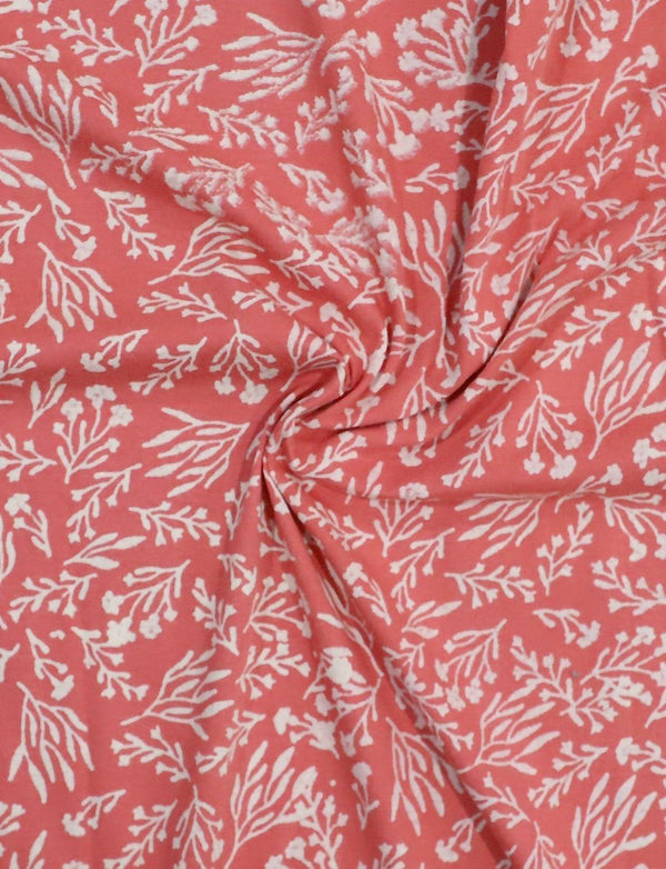 Terracotta Rose Botanical Block Printed Cotton Fabric by the Yard - Passion Lilie