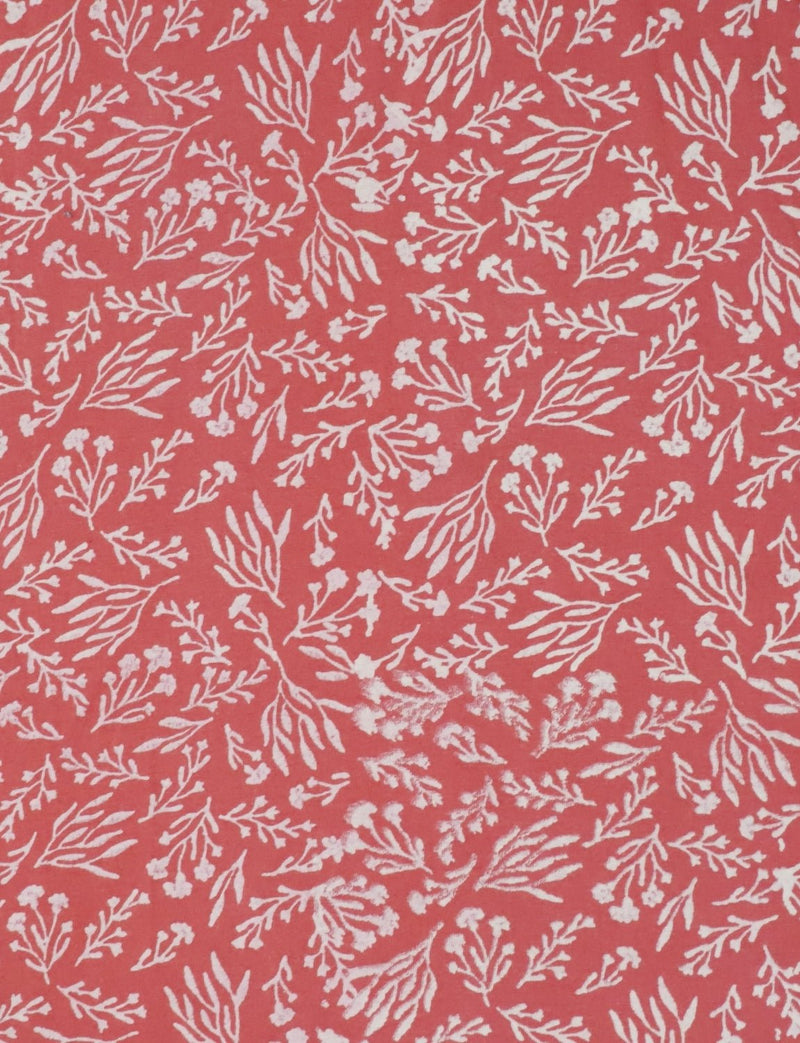 Terracotta Rose Botanical Block Printed Cotton Fabric by the Yard - Passion Lilie