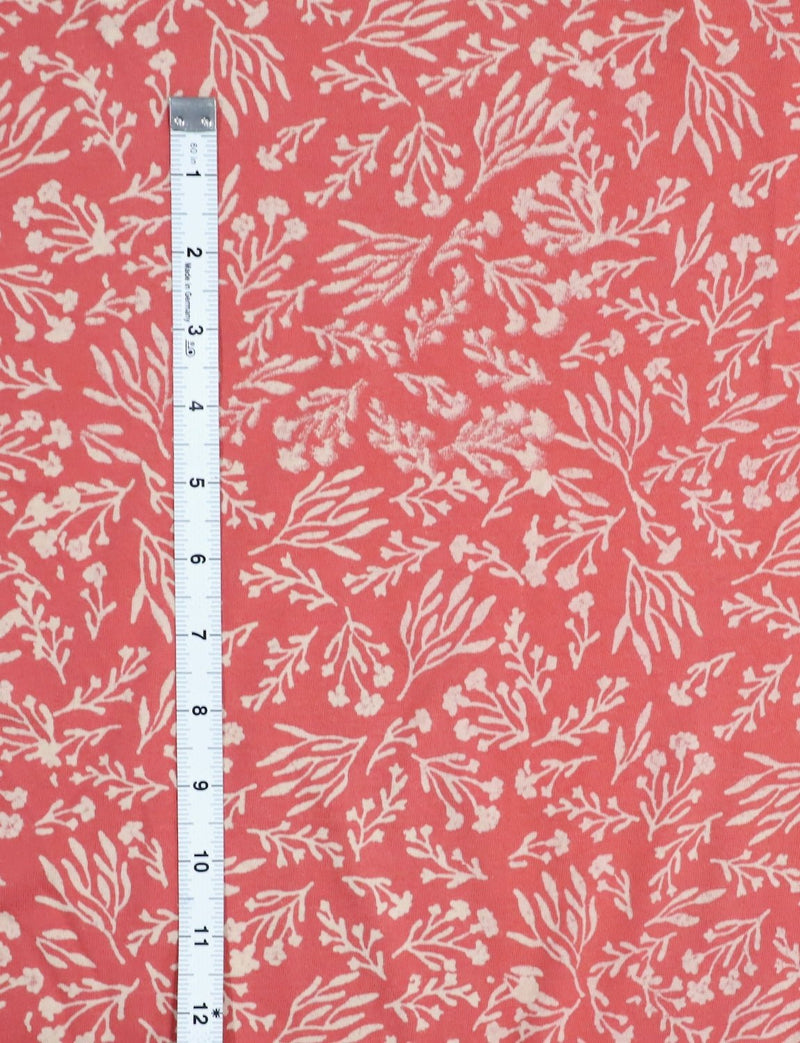 Terracotta Rose Botanical Block Printed Cotton Fabric by the Yard - Passion Lilie