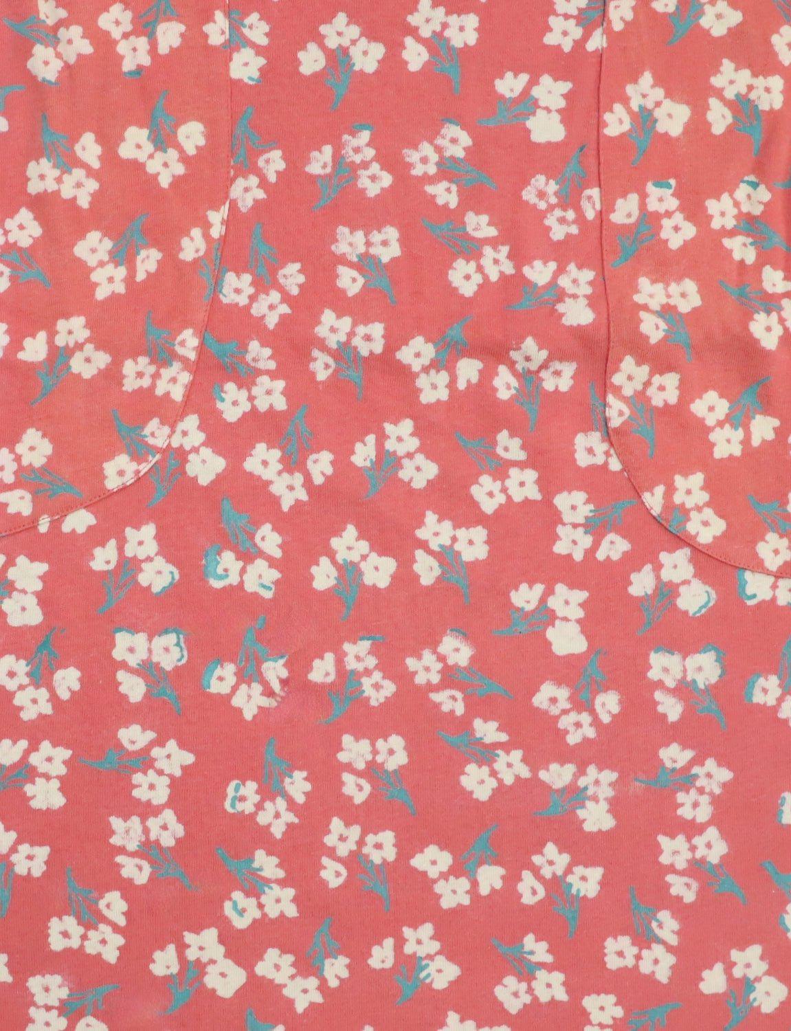 Terracotta Rose Small Floral Block Printed Cotton Fabric by the Yard - Passion Lilie