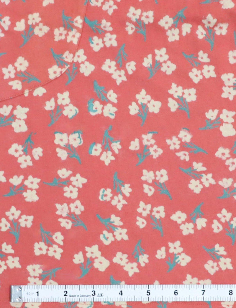 Terracotta Rose Small Floral Block Printed Cotton Fabric by the Yard - Passion Lilie