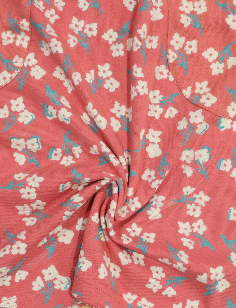 Terracotta Rose Small Floral Block Printed Cotton Fabric by the Yard - Passion Lilie