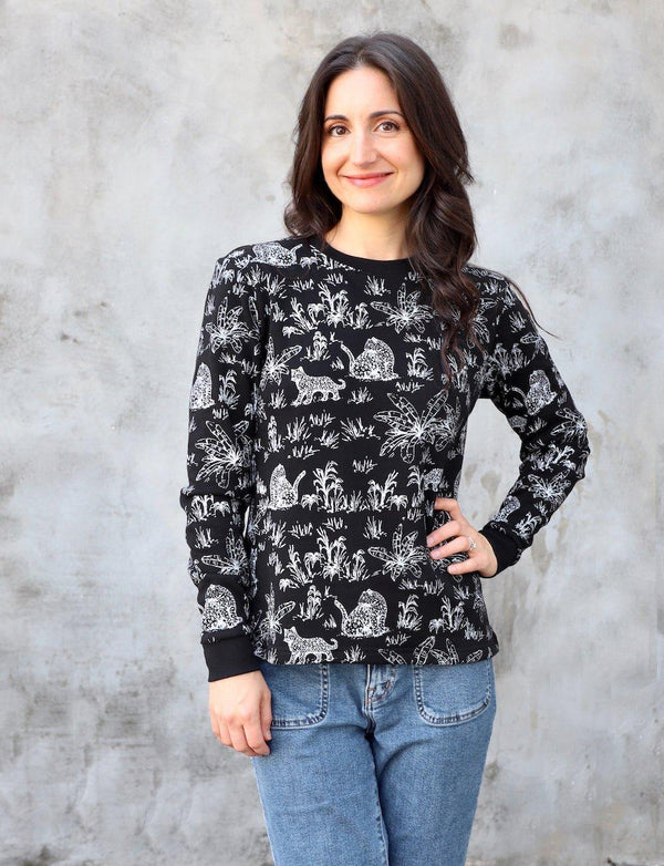 Tigress Black Organic Fleece Sweater - Passion Lilie