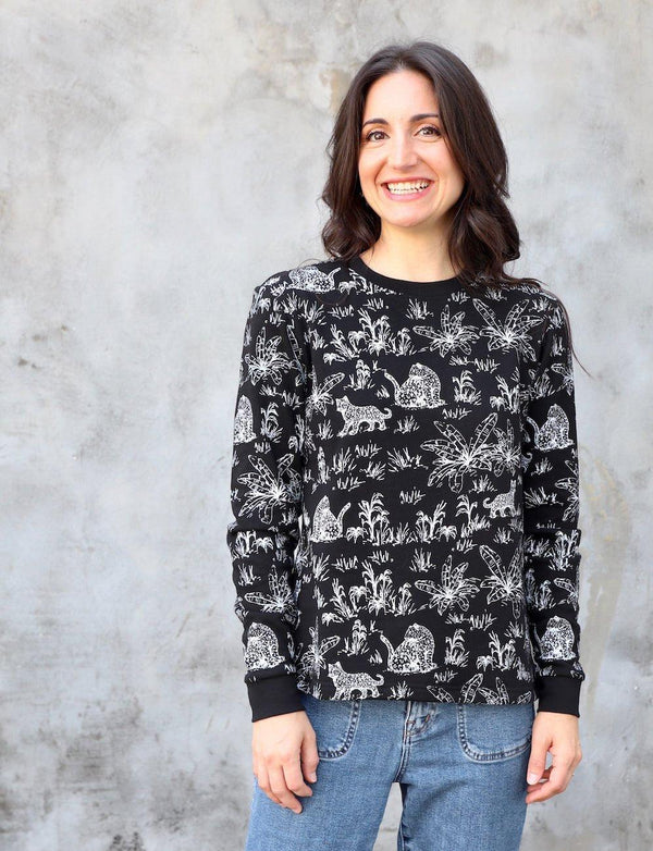 Tigress Black Organic Fleece Sweater - Passion Lilie