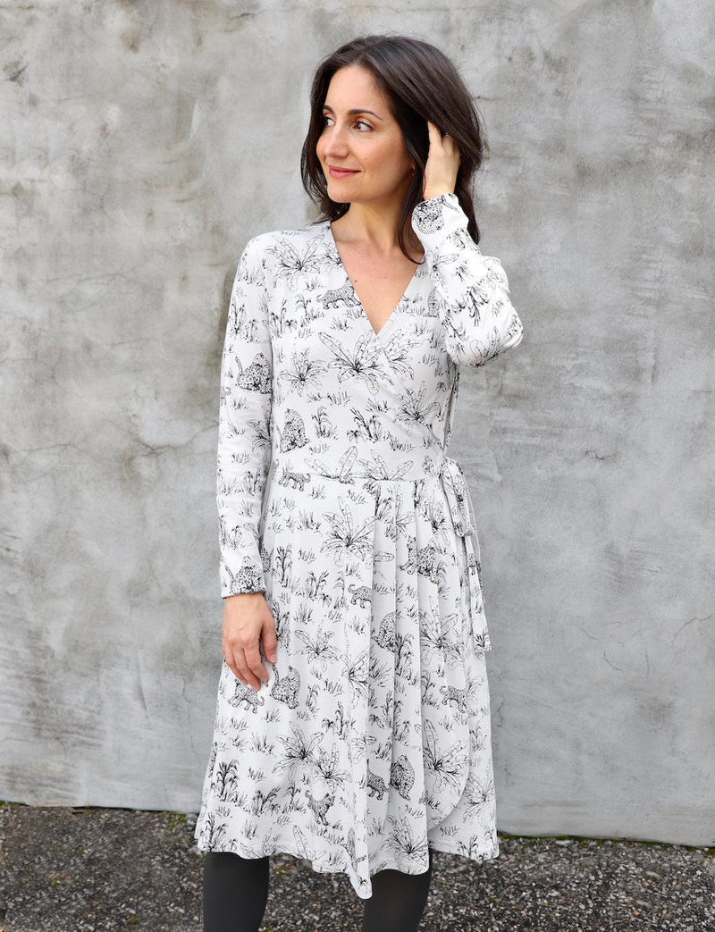 Tigress Glacier Grey Organic Wrap Dress - Passion Lilie
