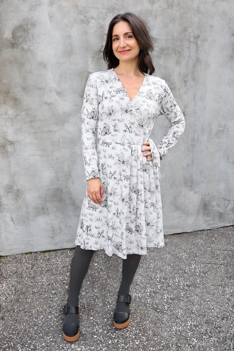 Tigress Glacier Grey Organic Wrap Dress - Passion Lilie