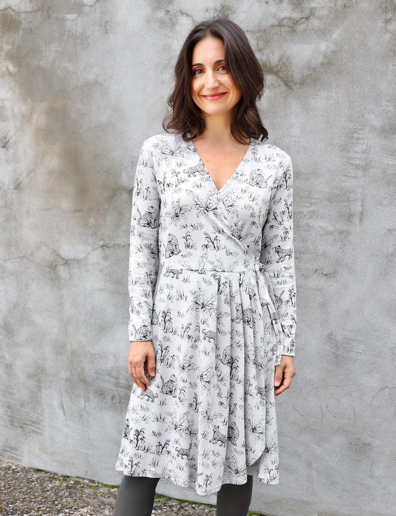Tigress Glacier Grey Organic Wrap Dress - Passion Lilie