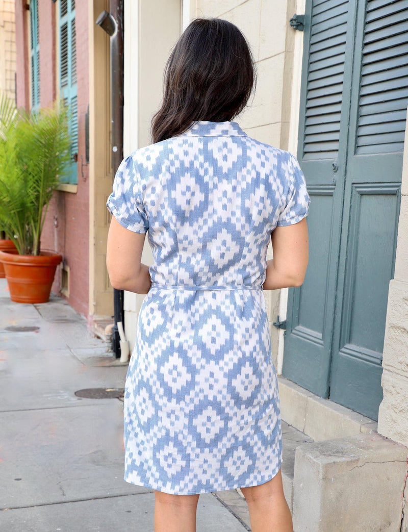 Tranquil Blue Organic Cotton Button Dress - Passion Lilie