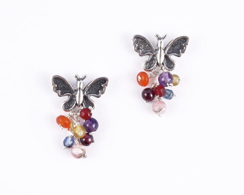 Pierced Butterfly with Open Wings Earrings in Sterling Silver