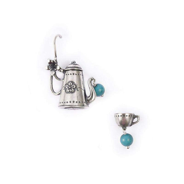 Coffee Pot and Cup Earrings in Sterling Silver