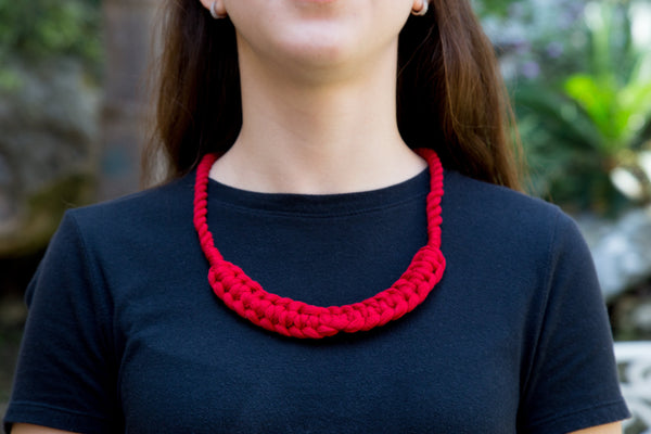 Handmade Bright Red Necklace