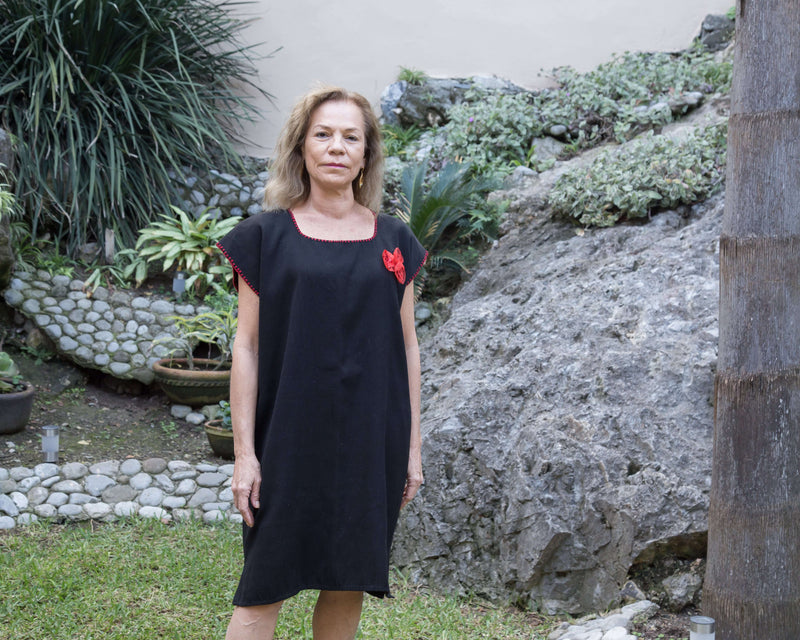 Black & Red Dress Hand-Woven in Loom