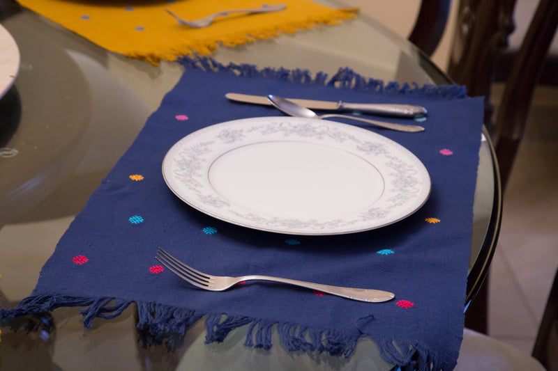 Navy Blue Napkin Hand-Woven in Loom