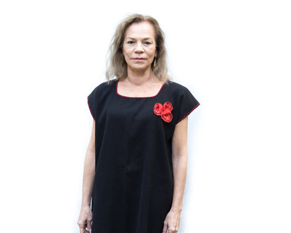 Black & Red Dress Hand-Woven in Loom