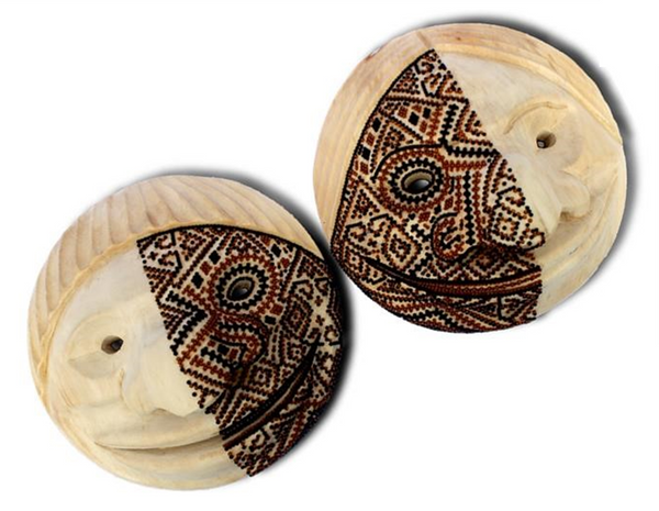The Brotherhood Decorative Set of Two Masks in Natural Colors with Chaquira Artwork
