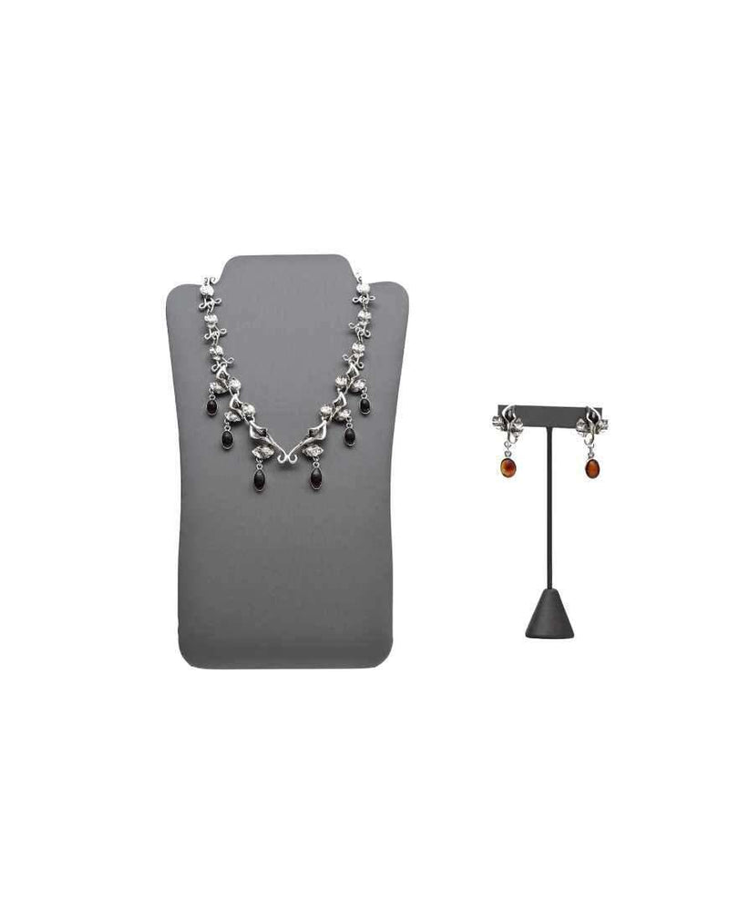 Alcatraz Necklace and Earrings Set in Sterling Silver and Amber from Chiapas