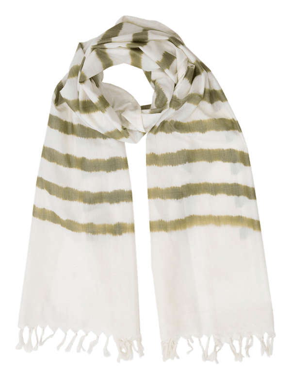 Olive Green Striped Scarf