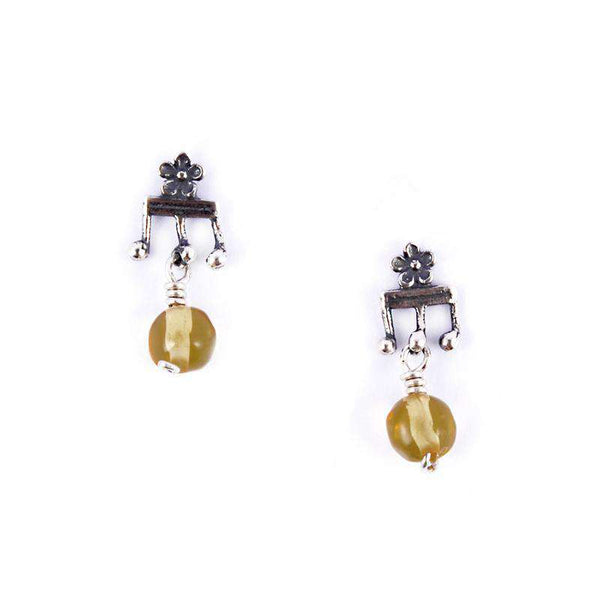 Triple Clasp Earrings in Sterling Silver and Amber