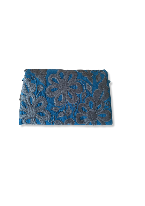 Blue Embroidered Envelope Bag