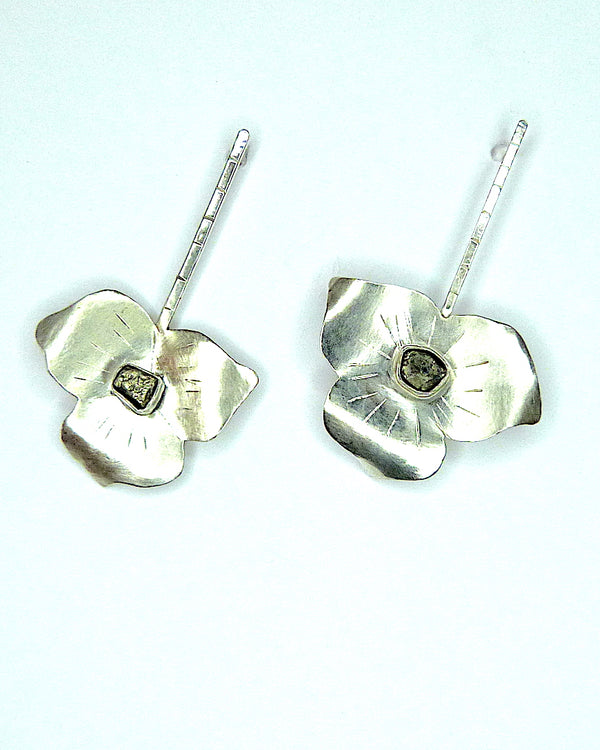 Stellis Orchid Collection Handmade Sterling Silver Earrings with Pirrite