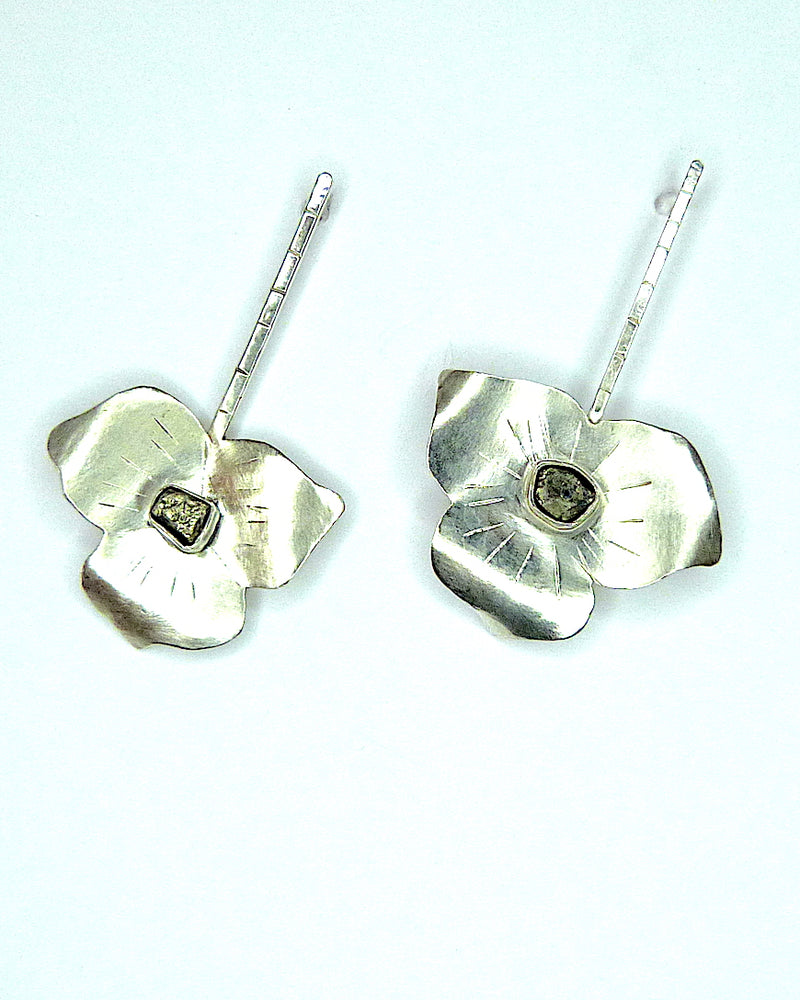 Stellis Orchid Collection Handmade Sterling Silver Earrings with Pirrite